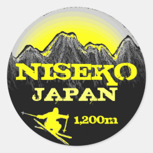 Niseko Japon stickers d'art de ski jaune