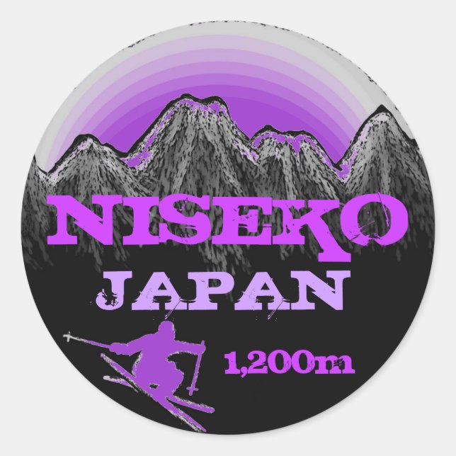 Niseko Japon stickers d'art de ski violet (Devant)