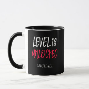 Niveau 18 d'anniversaire débloqué Mug Combo Noir