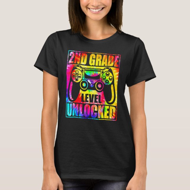 Niveau 2e année débloqué Tie Dye Jeu vidéo T-shirt (Devant)