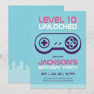 Niveau Bleu Joueur Déverrouillé Boy Invitation Ann