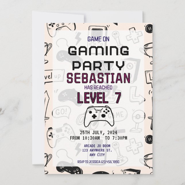 Niveau du jeu vidéo jusqu'à Gamer Invitation d'ann (Devant)