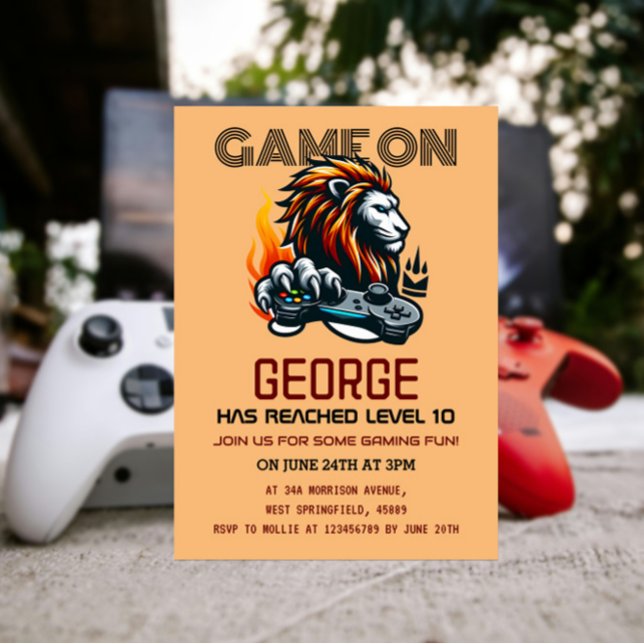 Niveau du jeu vidéo sur Gamer Invitation d'anniver (Créateur téléchargé)