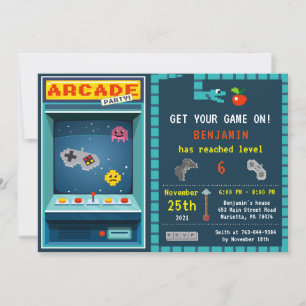 Niveau Haut Arcade Anniversaire Fête Invitation