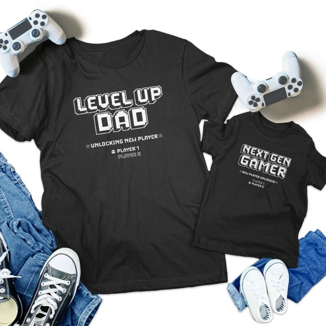Niveau Haut Gamer Papa Enfant Joueur Gen Suivant J (Level Up Gamer Dad Child Next Gen Player Matching Baby Bodysuit)