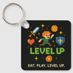 Niveau Supérieur Gamer Porte-clés – Style Pixel Ré