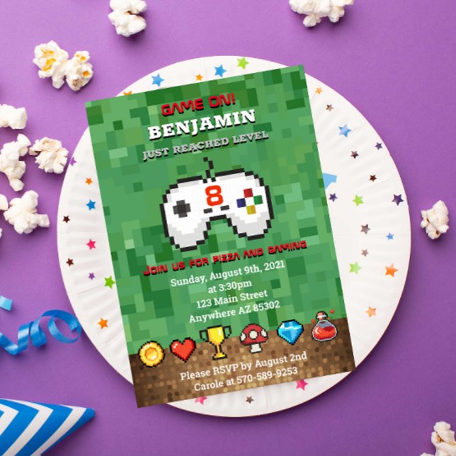 Niveau Up Arcade Jeu Anniversaire Fête Invitation (Créateur téléchargé)