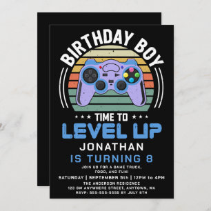 Niveau Up Video Jeu Anniversaire Fête Invitation