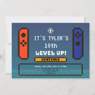 Niveau vers le haut Anniversaire Invitation Jeux v