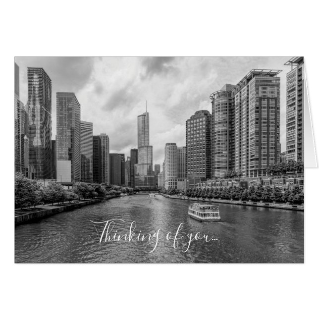 Niveaux De Gris De La Rivière Chicago Et De La Tou (Devant Horizontal)