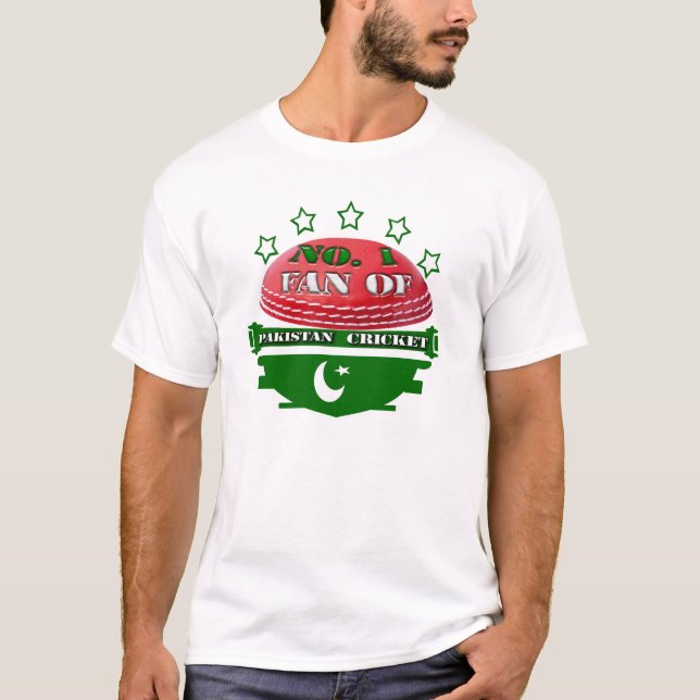 No. 1 fan de T-shirt de cricket du Pakistan (Devant)