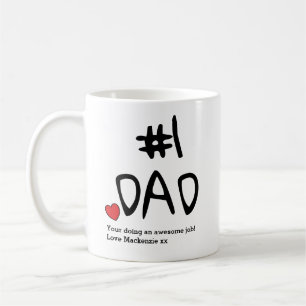 No.1 Papa Fête des pères Mug With Heart Ajouter