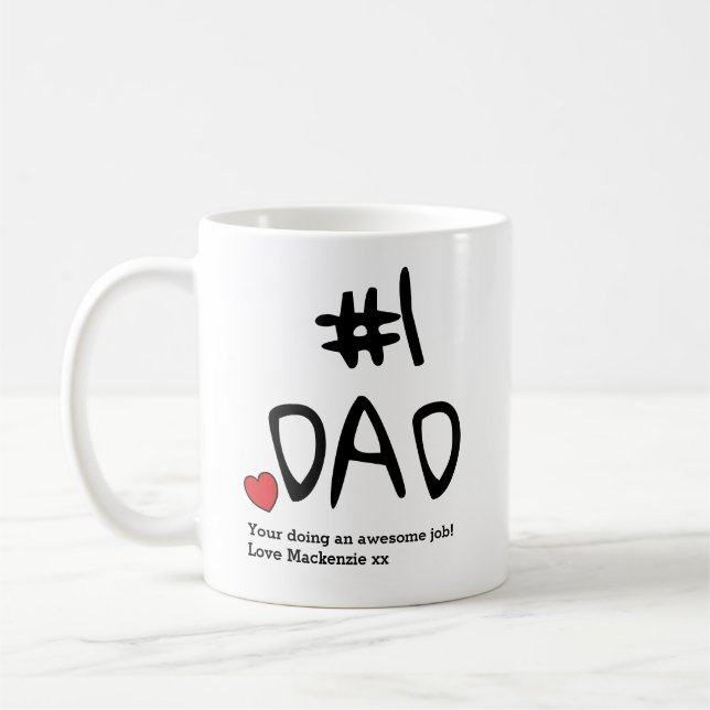 No.1 Papa Fête des pères Mug With Heart Ajouter un (Gauche)