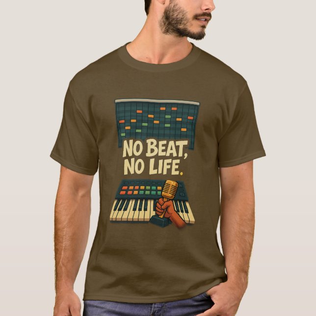 No Beat, No Life – Music Producer T-Shirt (Devant)