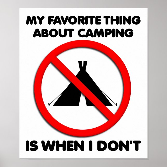 No Camping Funny Poster (Devant)