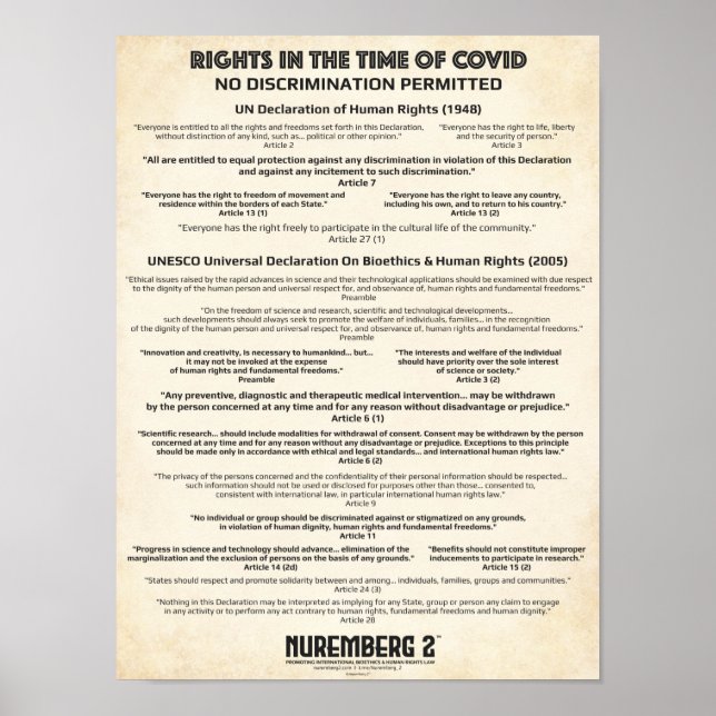 "No Discrimination" Human Rights X Small Poster (Devant)