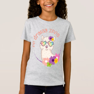 No Drama Zone Funny Llama Girls' T-Shirt