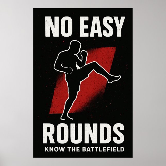 No Easy Rounds MMA Motivation Poster (Devant)