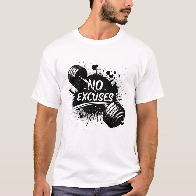 No Excuses T-Shirt – Bold Motivational Typography (Devant)
