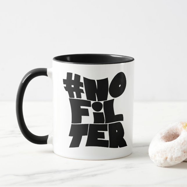 #No Filter - Bold Retro Typography Mug (Avec donut)