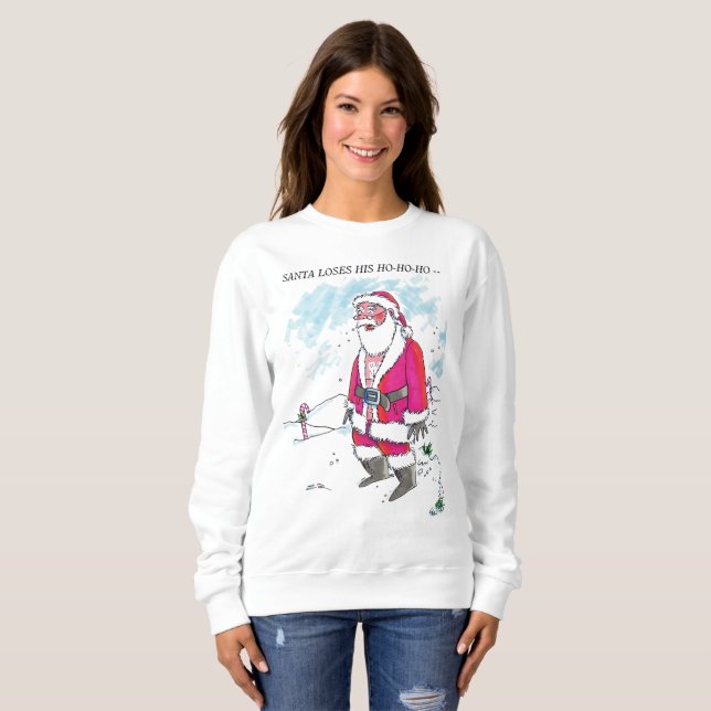 No Ho-Ho-Ho-Ho w texte femmes blanc sweatshirt (Devant entier)