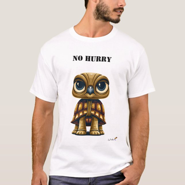 No Hurry Funny Turtle T-Shirt (Devant)