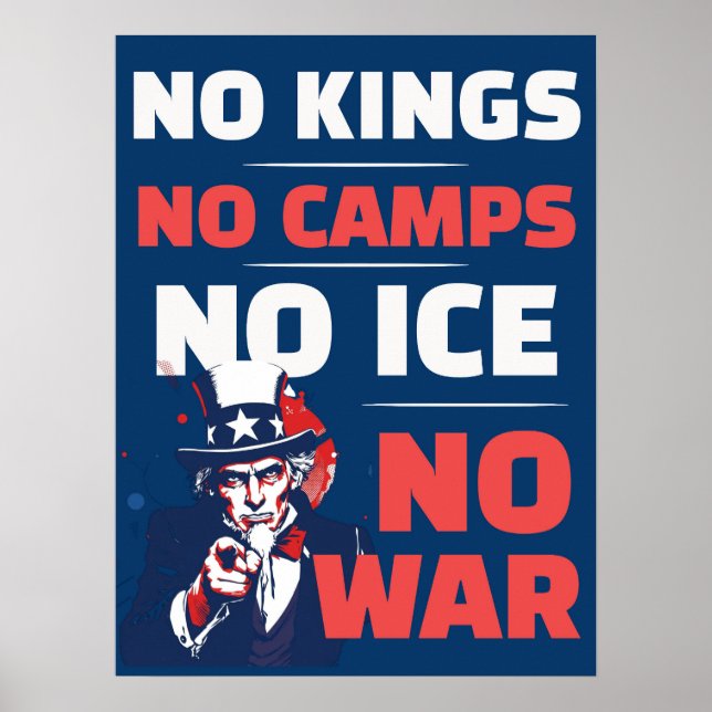 No Kings No ICE No Camps No War Poster  (Devant)