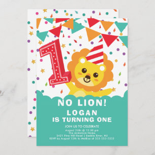 No Lion 1er Anniversaire Invitation