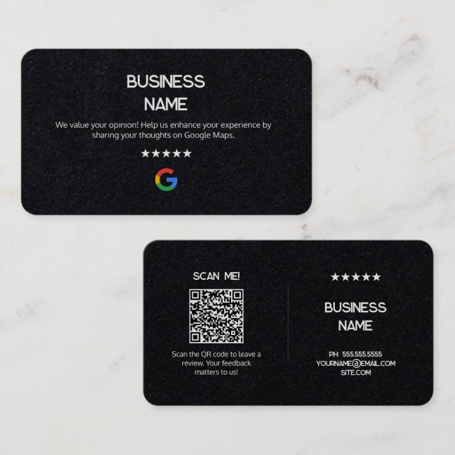📲 No Logo Simple Google Review Premium Cartes (Devant / Derrière)