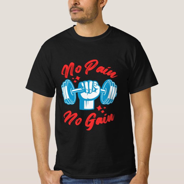 No Pain No Gain – Motivational Gym T-Shirt for Men (Devant)