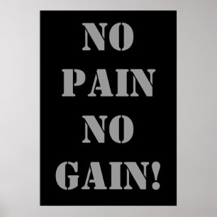NO PAIN NO GAIN! Poster d'exercices de musculation