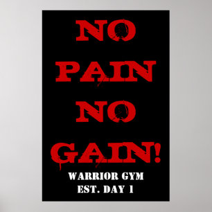 NO PAIN NO GAIN! Poster d'exercices de musculation