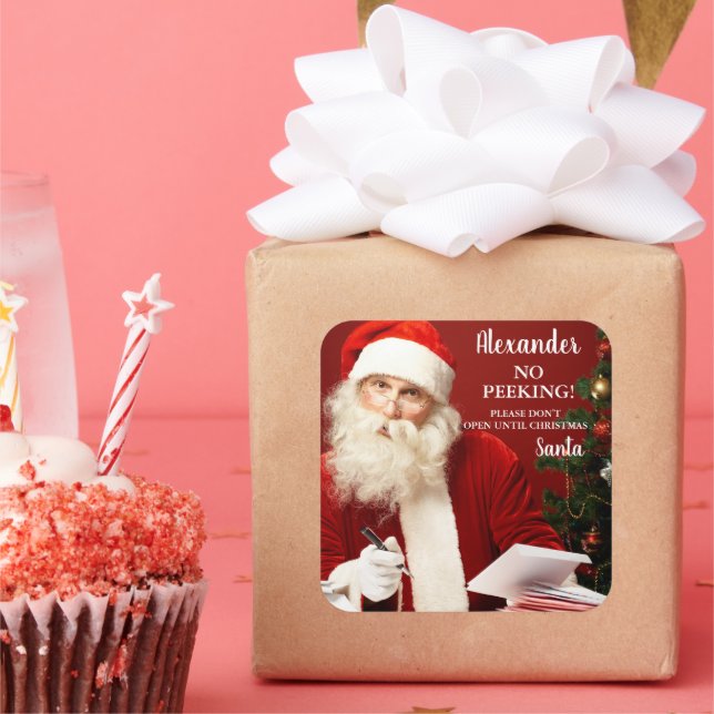 No Peeking AJOUTER LE NOM Stickers Cadeaux Santa C (Fête)