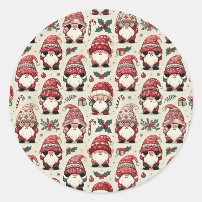 No Peeking Illustrated Gnome Christmas Stickers (Devant)