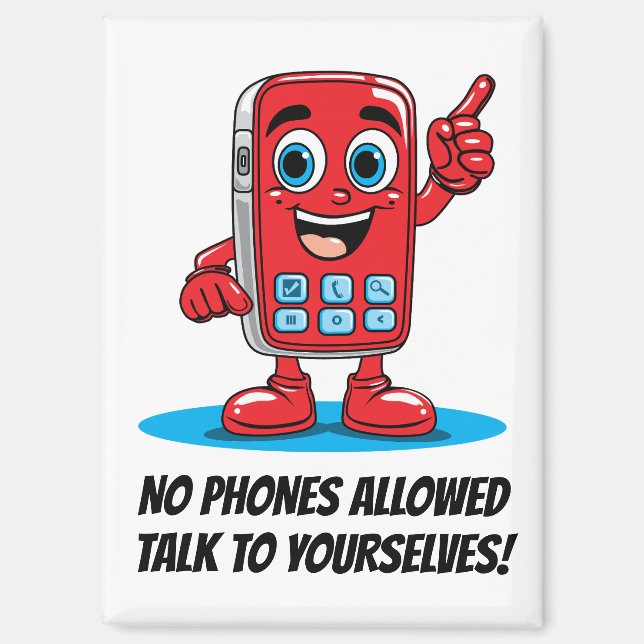 No Phones Allowed Red Cartoon Magnet (Recto)