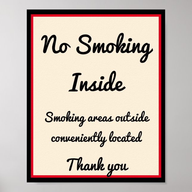 No Smoking Poster 3 Zones de texte personnalisées (Devant)