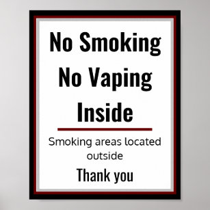 No Smoking Vapsign Poster 3 Zones de Texte Personn