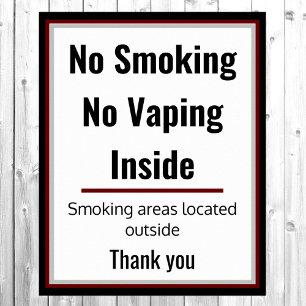 No Smoking Vapsign Poster 3 Zones de Texte Personn
