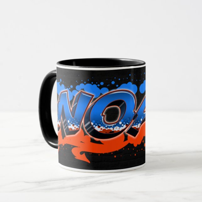 Noah Prénom Graffiti blue Tasse orange (Devant gauche)