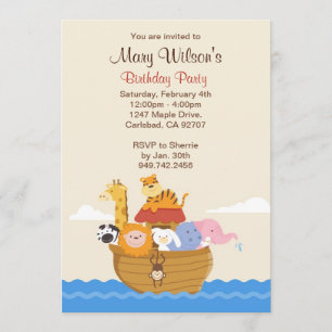 Noahs Ark Anniversaire Fête Invitation