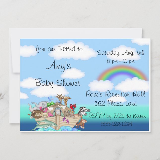 NOAH'S ARK Baby Shower Invitations Faire-part (Devant)
