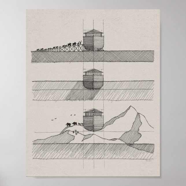 Noah's Ark - Bible Art, Nautical Ship Poster (Devant)