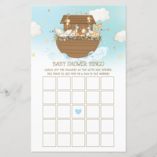 Noah's Ark Blue Boy Baby shower Bingo Jeu