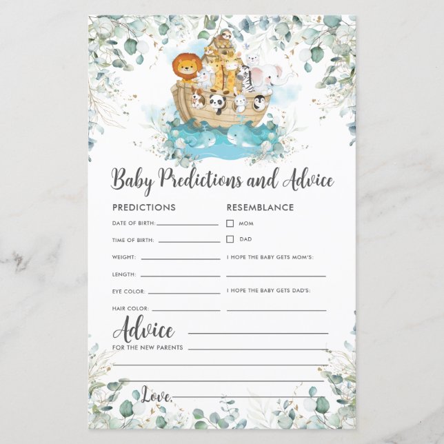 Noah's Ark Greenery Baby Prédictions et conseils (Devant)