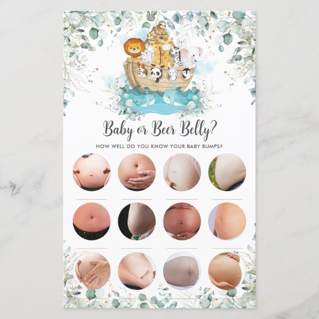 Noah's Ark Greenery Shower Baby ou Bière Belly Jeu (Devant)