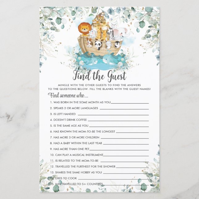 Noah's Ark Greenery Trouvez le jeu de douche invit (Devant)