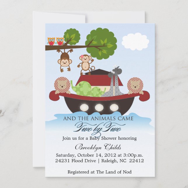 Noahs Ark lance une invitation au Baby shower de v (Devant)