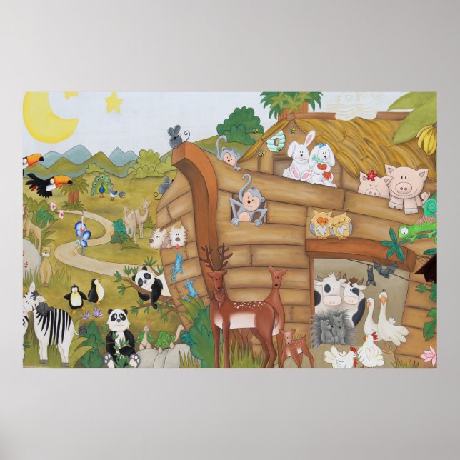 Noahs Ark Poster Peinture murale pour bébé crèche (Devant)