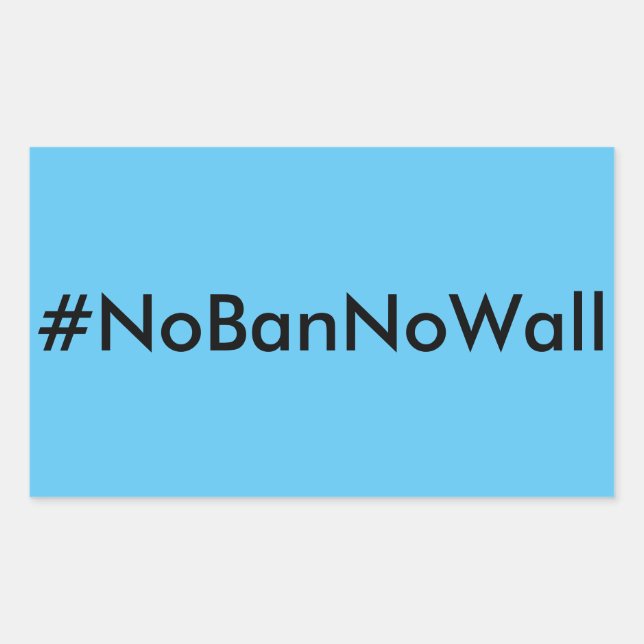 #NoBanNoWall, texte noir sur les autocollants bleu (Devant)