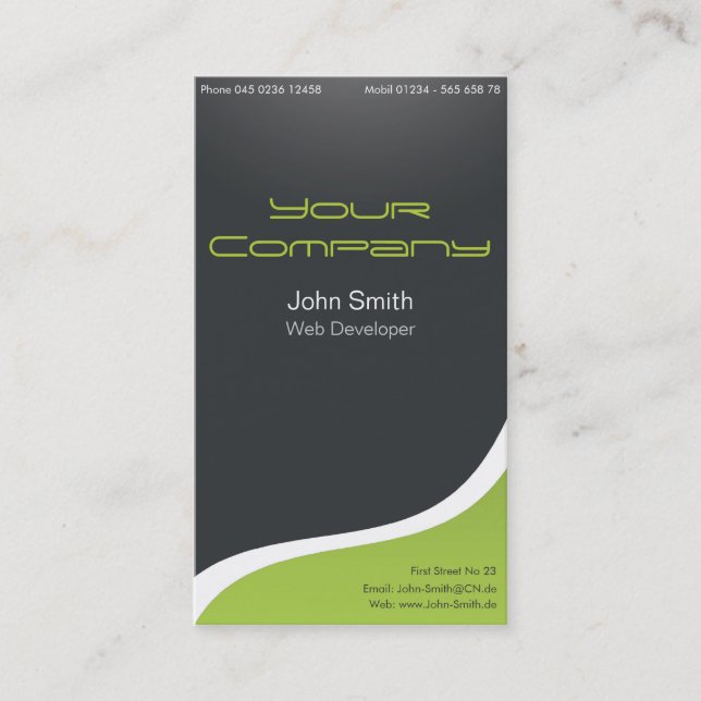 Noble carte de visite Web Développer, designer gra (Devant)